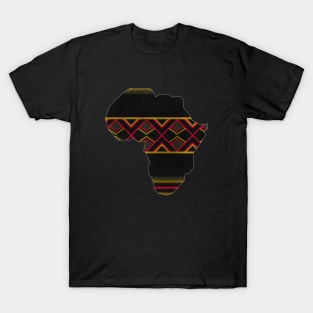 Kente, Africa Map, Black, Ghana Pattern T-Shirt